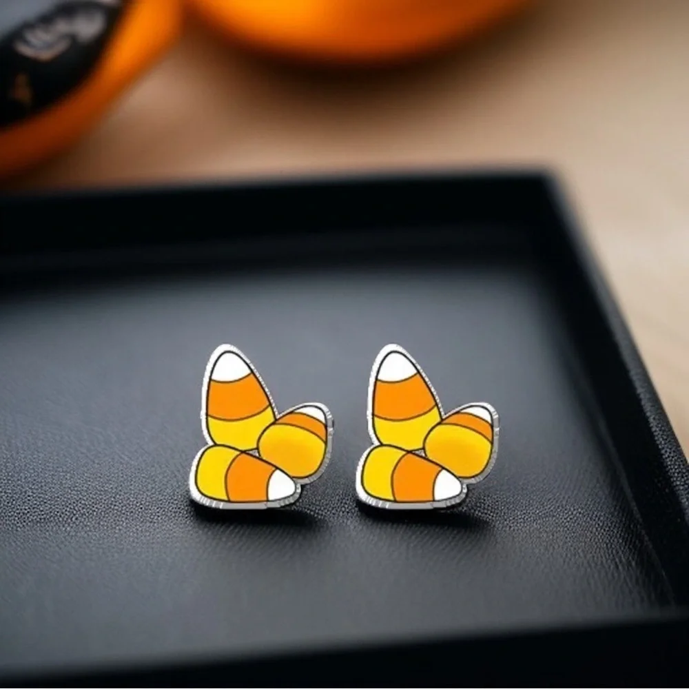 Boo-tiful Candy Corn Stud Earrings - Handmade Halloween Delight! 🎃 NWT Studs